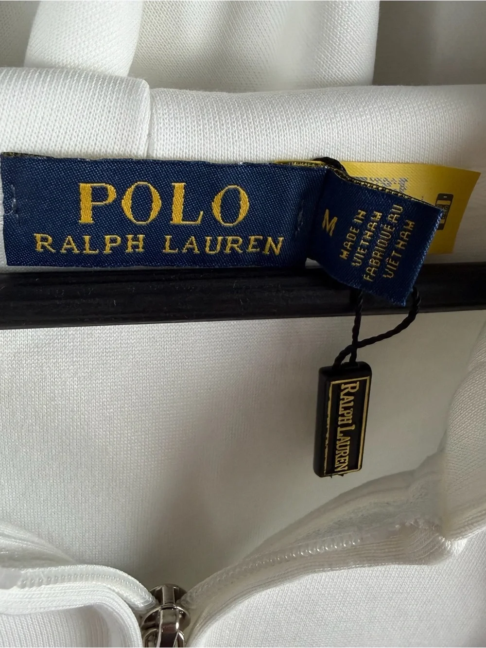 Polo Ralph Lauren White Knit Big Pony Fleece Zip Hoodie Medium